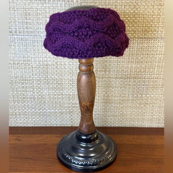 None Accessories - 🌟HP🌟Hand-Knitted Aubergine (Purplish) Cable Knit Ear Warmer Nepal